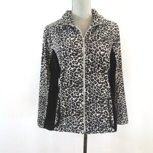 Chico’s Zenergy Size 2 velour leopard animal print jacket L 12